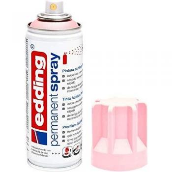 edding 5200 spray permanente, rosa pastel mate, 200 ml, pintura acrílica para pintar y decorar vidrio, metal, madera, cerámica, plástico, lienzo, aerosol, spray acrílico, spray de pintura