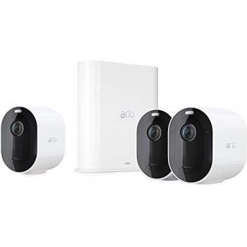 Arlo Pro3, 3 cámara vigilancia wifi 2K, faro y sirena, detector de movimiento, visión nocturna en color, audio bidireccional, con una prueba gratuita de 90 días de Arlo Secure, Blanco