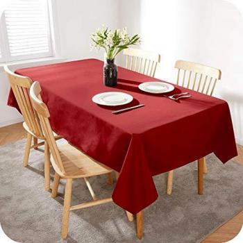 Amazon Brand - Umi Mantel Impermeable Mesa Rectangular contra la Mancha 1 Pieza 140x200cm Rojo