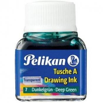 Pelikan 201566 - Tinta China 523-07, 10 ml en vidrio, se puede usar en papel, tarjetas de dibujo y películas mate, verde oscuro