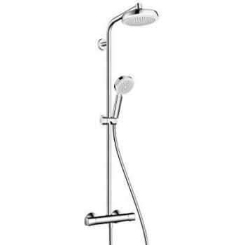 Hansgrohe 27265400 Crometta 160 columna de ducha, 4 tipos de chorro, ahorro de agua, blanco/cromo