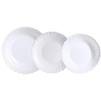 Vajilla Opal Luminarc Feston 18 Piezas para 6 Personas - Blanco Brillo, Ecológica y de Larga Duración
