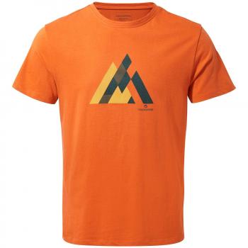 Craghoppers Calvino Short Sleeved Camiseta, Hombre, Terracotta Geometric, Large