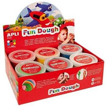 Apli Kids Fun Dough - Set de 12 Botes de Pasta Ligera para Modelar, 40 Grs Cada Uno, Secado al Aire