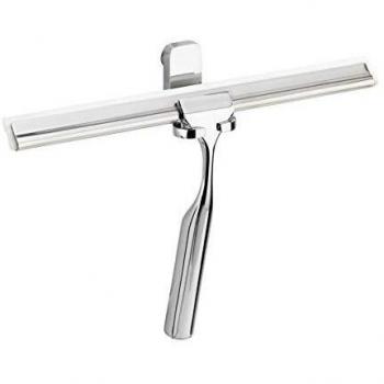 Rascador de Ducha Premium en Acero Inoxidable Brillante con Soporte Mural, 25x16,5 cm