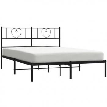 Estructura de cama con cabecero metal negro 140x200 cm