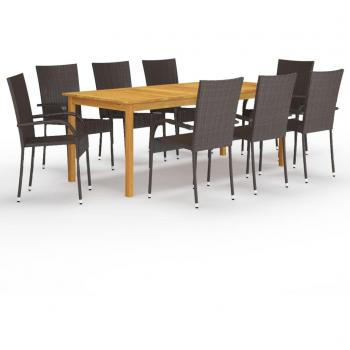 vidaXL 9 Piece Garden Dining Set Brown