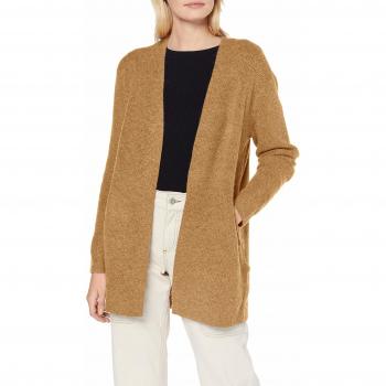 PIECES Pcella LS Wool Knit Cardigan Chaqueta Punto, Marrón