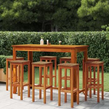 9-Piece Solid Acacia Wood Garden Bar Set