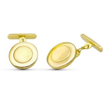 Gemelos de oro 18k redondos de 15mm con acabado brillo mate para hombre, diseño elegante y liso