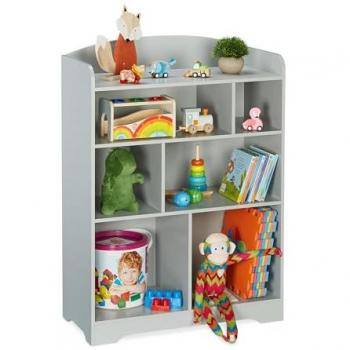 Estantería Infantil Relaxdays, Diseño Superheroína, 4 Repisas y Armario con Puertas, 116 x 51 x 30 cm, Rosa