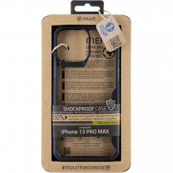 Muvit for Change Funda Shockproof 2m Transparente/Negra para iPhone 13 Pro Max