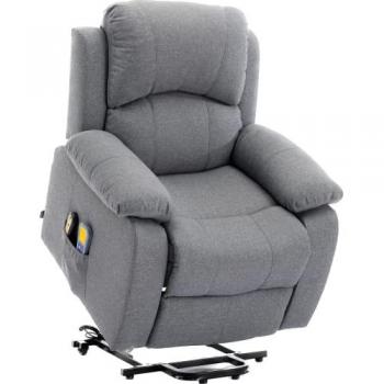 Sillón Relax Astan Hogar Ramón con Función Levanta Personas, Reclinación Eléctrica, Masaje y Termoterapia - Color Gris