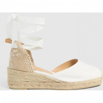 Alpargatas de cuña blancas de algodón orgánico con lazada