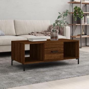 Mesa de centro madera contrachapada 102x50x40 cm en color blanco, negro y blanco brillante - Mesita de salón o comedor o auxiliar mesa de café
