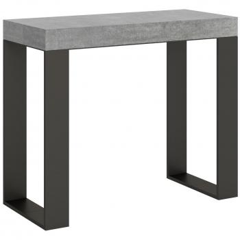 Consola extensible 90x40/300 cm efecto madera gris cemento y hierro