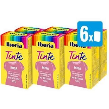 Iberia - Tinte Rosa para ropa, 40°C, pack de 6