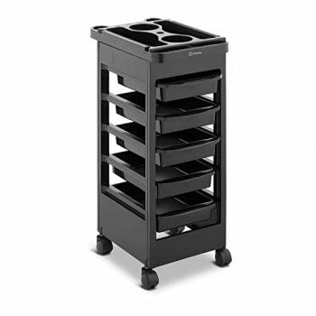 Carrito de peluquería PHYSA-RR-11 - 10 kg, 5 cajones, estante de 495 x 315 mm, color negro