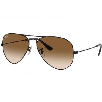 Ray-Ban Aviator Gafas de Sol RB 3025 002/51 - Lentes de Sol Para Hombre Negros, Modelo Large Metal, Asian Fit, Tamaño 62