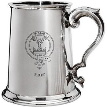 Edie Family Crest Polished Pewter 1 Pint Tankard with Scroll handle
