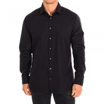 Camisa de Negocios sin Arrugas Shaped con Cuello Kent, Talla 42, Manga Larga, Color Negro para Hombre