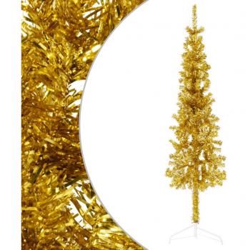 vidaXL Slim Artificial Half Christmas Tree with Stand Gold 120 cm