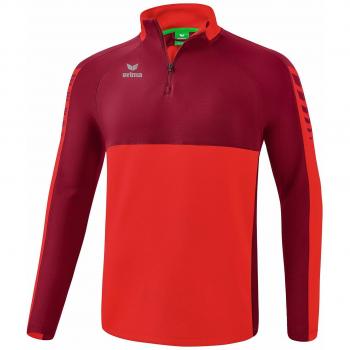 Erima Sudadera con Media Cremallera Six Wings Training, Camisola de treino Erima Six Wings, ERIMA Six Wings Top de Entrenamiento con Media Cremallera, Unisex Adulto, Rojo (Red/Bordeaux),