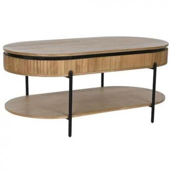 Mueble de TV Home ESPRIT Negro Natural Metal 120 x 64 x 52 cm