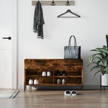 Banco zapatero de madera multicapa en roble ahumado 102x35x55 cm
