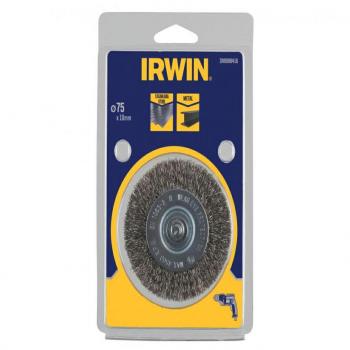 Cepillo de disco Irwin con vástago de 75mm x 10mm, cepillo de alambre de acero inoxidable para acero inoxidable