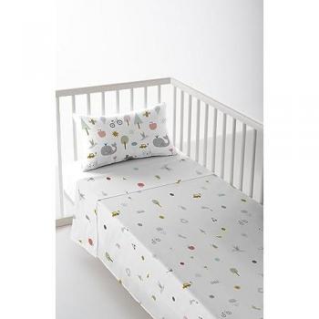 Juego de Sábana Cuna/Maxicuna Infantil 100% Algodón Salva la Tierra Haciendo el Indio Fabricado en España