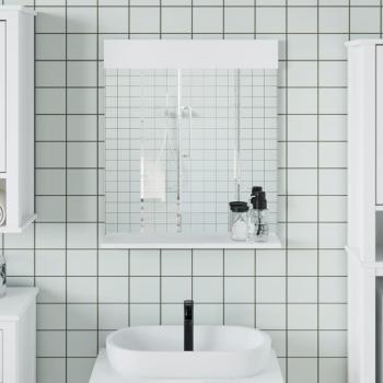 BERG White Bathroom Mirror with Shelf 60x12x70 cm Solid Wood