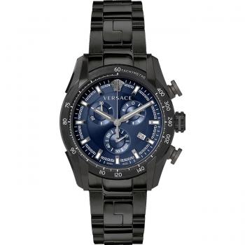 Versace V-Ray Mov't Chronograph Stainless Steel Watch, Black male, Size: ONE SIZE
