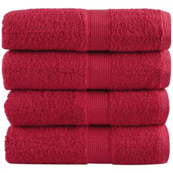 Toallas para huéspedes Solund 4 piezas Rojo 30x50 cm 600g/m²
