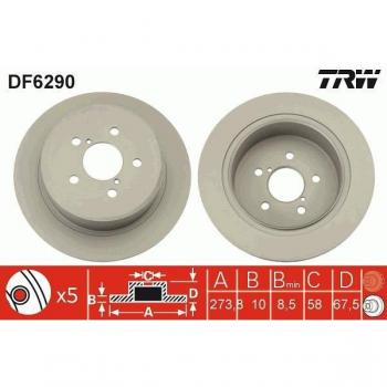 Disco de freno TRW DF6290, completo, 1 pieza