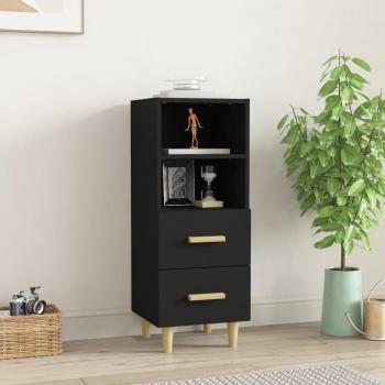 Aparador de madera contrachapada negro 34,5x34x90 cm, Mueble de Almacenaje de Salón, Armarios con Puertas, Cajón de Madera, Buffet para salón Moderno, Armario