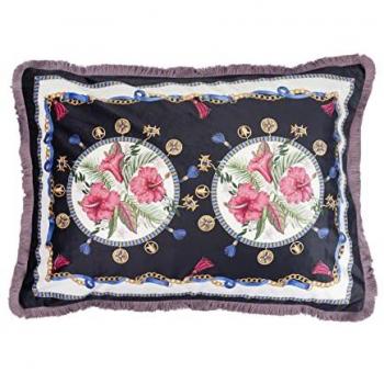 Cojín de Terciopelo con Plumas y Flecos 60x13x45 Cm - Adda Home