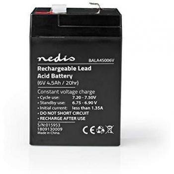 Nedis - Batería Recargable de Plomo-Ácido de 6 V - 4500 mAh - 70 x 47 x 101 mm