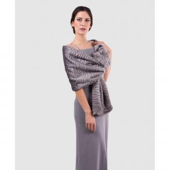 Chal de fiesta Viena en gris con detalles de pelo sintético para mujer - MR Complements