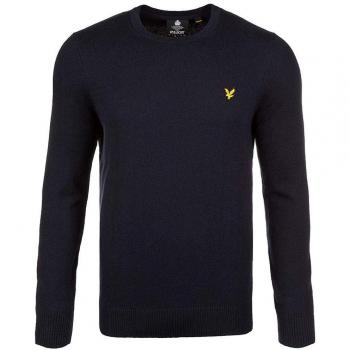 Chic Blue Round Neck Sweater - XL, Lyle & Scott, Round-neck Knitwear, male, Blue, Size: XL Cotton Logo Shirt