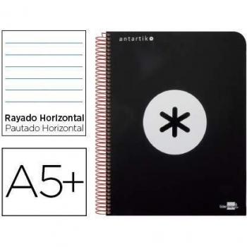 Cuaderno espiral liderpapel A5 antartik tapa dura 80h 100 gr horizontal con margen color negro