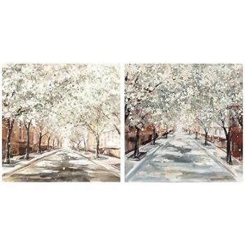 Cuadro DKD Home Decor Árboles Cottage 100 x 3,7 x 100 cm (2 Unidades)