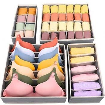 sprecenk Organizadores de Cajones Ropa Interior, Juego de 4 Cajas Plegable Organizador de Almacenamiento Lavable Organizadoras Armarios Separadores de Cajones para Sujetadores, Calcetines