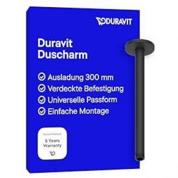 Brazo de ducha Duravit universal para montaje en techo (300 mm), negro mate