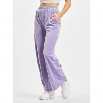 Urban Classics Women's High Waist Straight Velvet Sweatpants in Blue Lavender