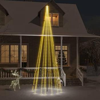 Árbol de Navidad en asta de bandera 732 LED blanco cálido 500 cm