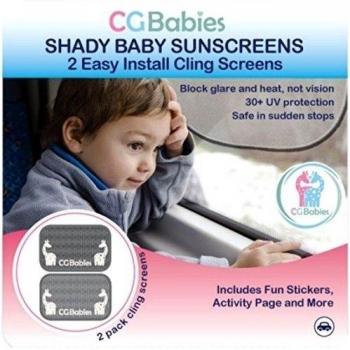 Lunettes de soleil bébé girafe Siège arrière de voiture pare-soleil pour fenêtre Système - Plus Stickers Bonus, livre d'activités et pour eBook - 30 + UPF Protection et l'éblouissement - Facile à positionner ou Retirer - et CG bébé 100