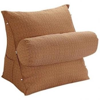 Halovie Almohada Volver respaldo Soporte lumbar regulable con la cuña de la almohadilla amortiguador 47 x 45 x 23 Sofá cama Silla de oficina amortiguador del resto del cuello apoyo perla lana