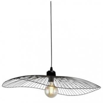 Lámpara Colgante Industrial Onda de Acero Negro 1 Luz E27