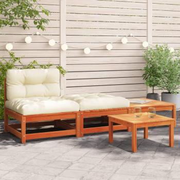 Armless Garden Sofa with Cushions and Footstools
